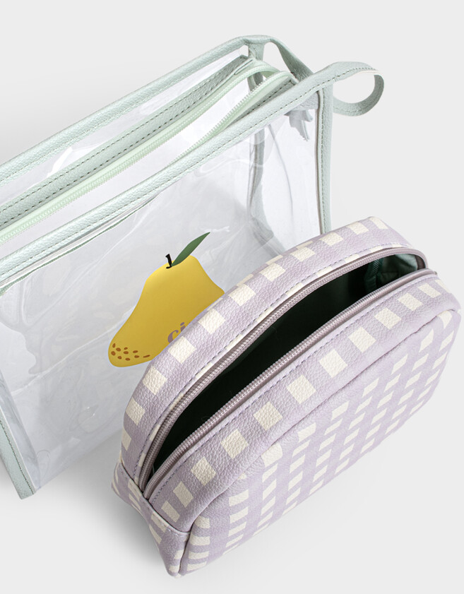 Porta Cosméticos Estampados Set De Porta Cosméticos Lemon - Combinacion Bicolor