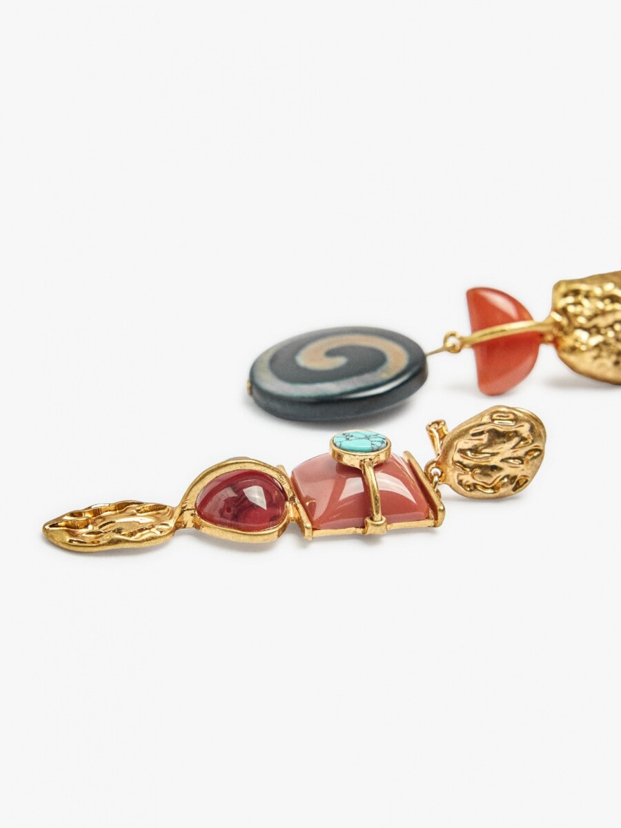 Pendientes Asimétricos Con Piedras multicolor