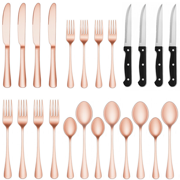 Juego de 24 Cubiertos De Acero Inoxidable Cocina Imback Rosa Juego de 24 Cubiertos De Acero Inoxidable Cocina Imback Rosa