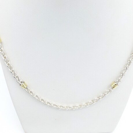Gargantilla de plata y double en oro 18 ktes, ESPIGA, 40 cm. Gargantilla de plata y double en oro 18 ktes, ESPIGA, 40 cm.