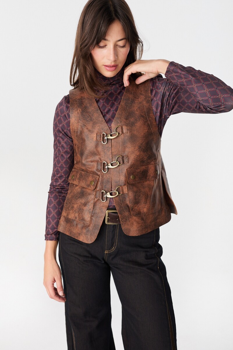 Chaleco Leather Fisher Marron