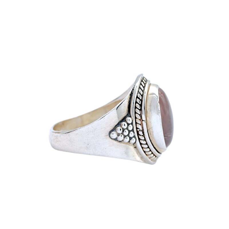 Anillo Oval-Plata 925-Piedra Cuarzo rosa-AN3927 conpiedra