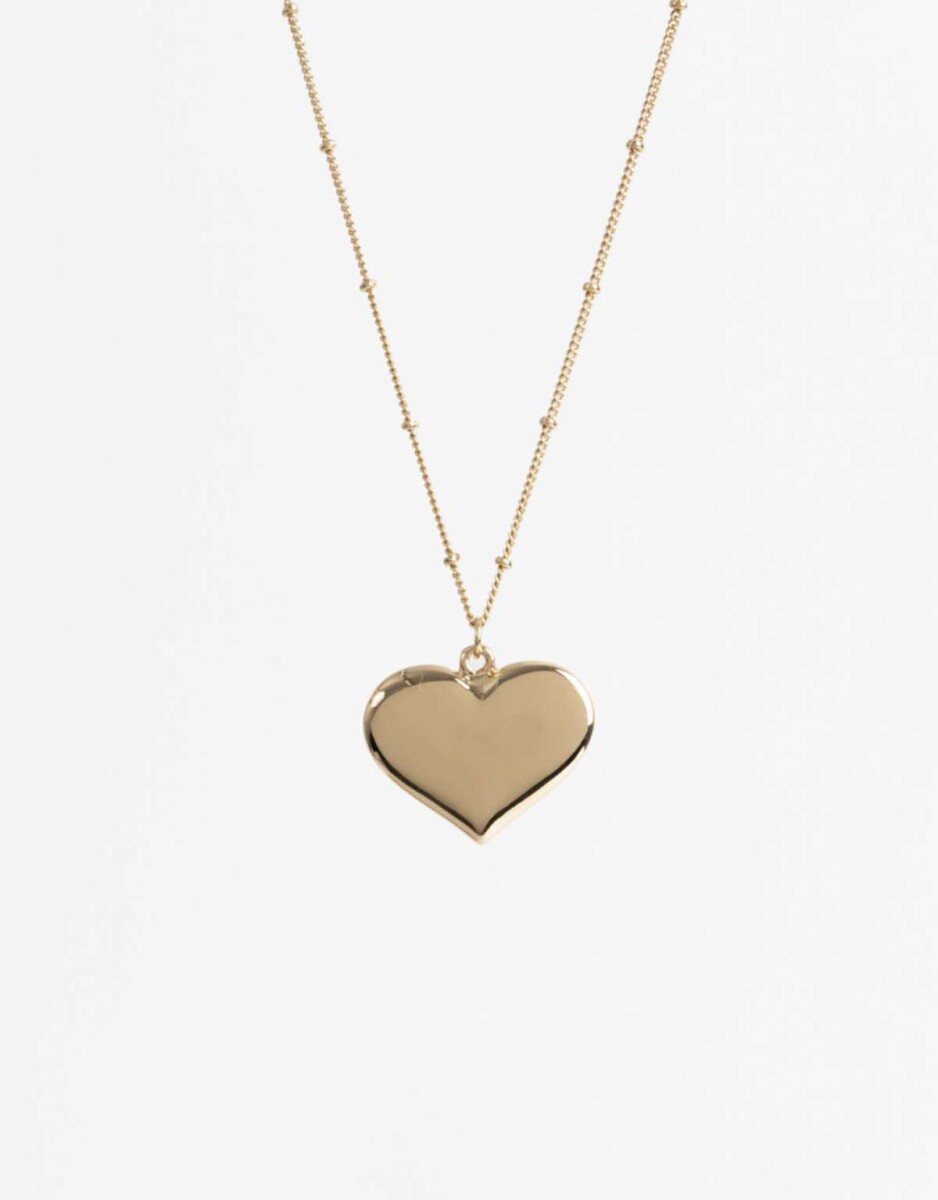 Collar Corto Metal Corazón Bañado En Oro - Dorado 