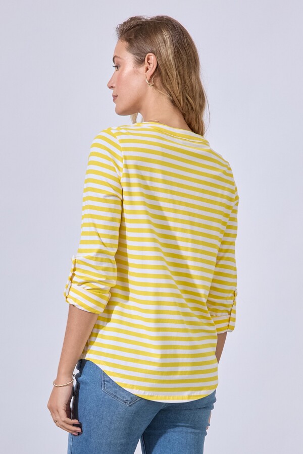 Remera Algodon Escote V AMARILLO