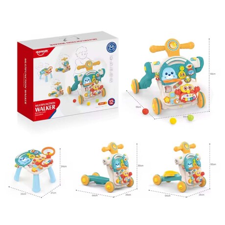 Caminador 4en1 Monopatín Buggy Mesa de Juegos Música Huanger Verde
