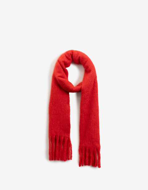 Bufandas Bufanda Tejida Con Flecos - Rojo Medio