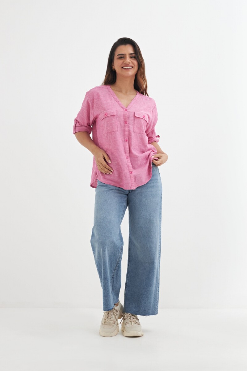 Camisa mangas 3/4 escote en V MORADO