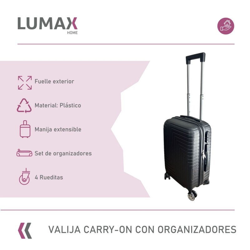 Valija Carry-on de mano Rígidas Con Organizadores Negro