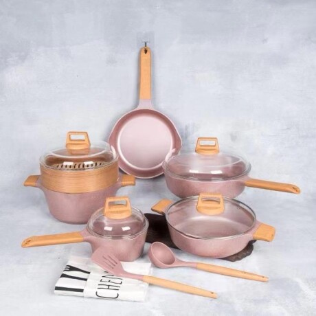 Juego De Ollas Granito Rosa 13 Piezas MGC Juego De Ollas Granito Rosa 13 Piezas MGC