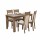 Juego de comedor Mesa de madera Rústica + 4 Sillas Beige