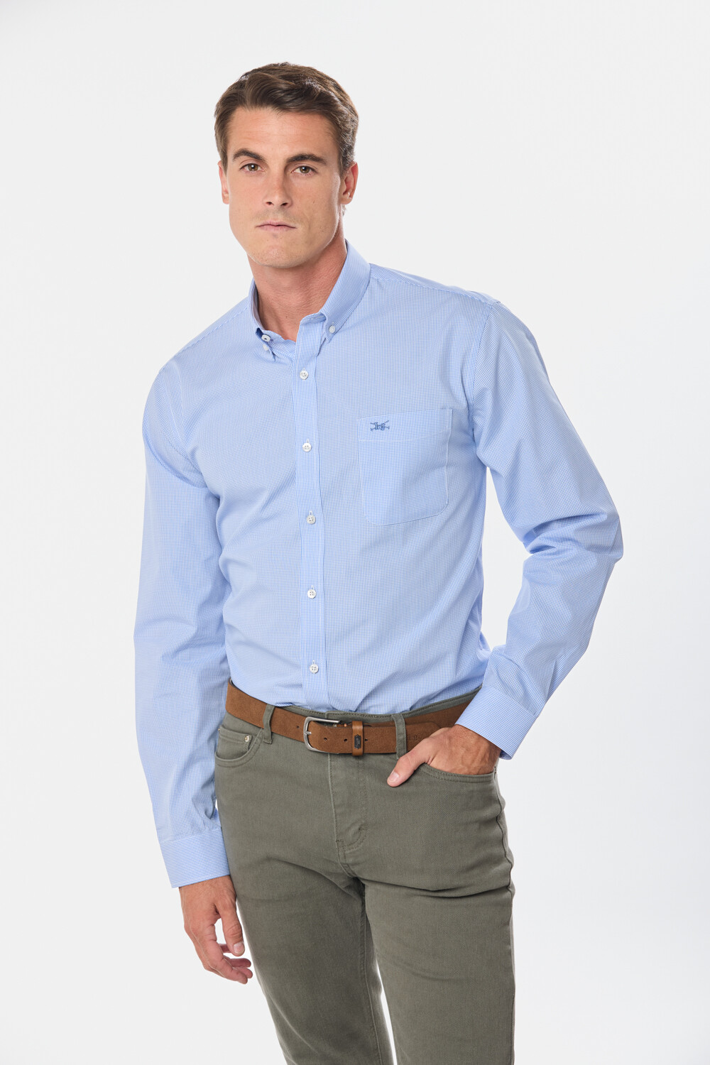 CAMISA CUADROS Celeste