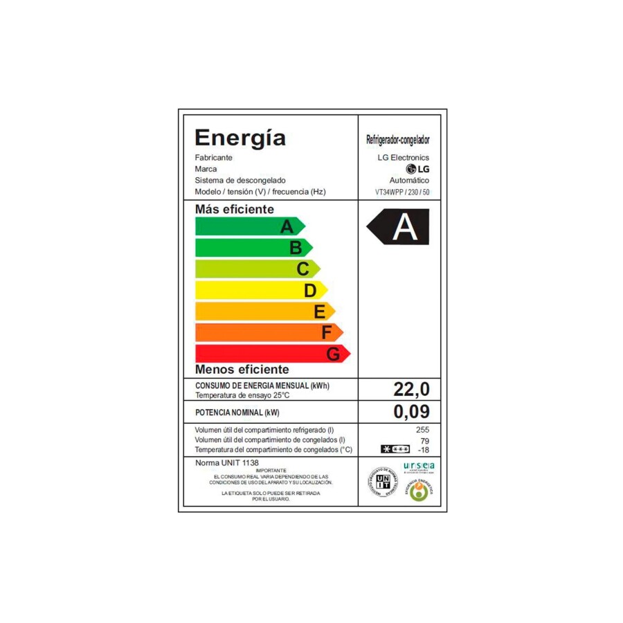 Heladera Inverter 334 Lts LG VT34WPP Heladera Inverter 334 Lts LG VT34WPP