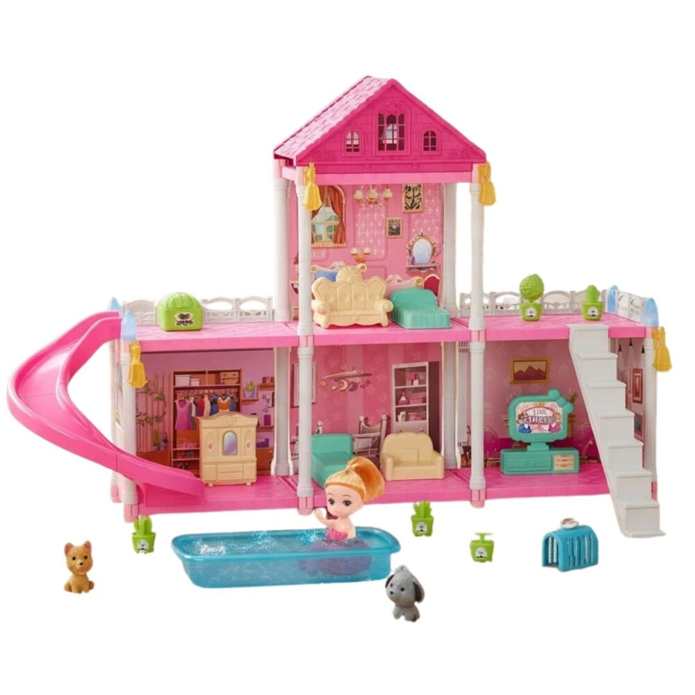 Casa de muñecas con togogán y piscina 108pcs Casa de muñecas con togogán y piscina 108pcs