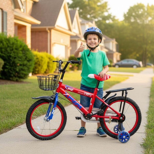 Bicicleta Infantil XMZ Rodado16 Canasto Parrilla Guardabarro Rojo 1
