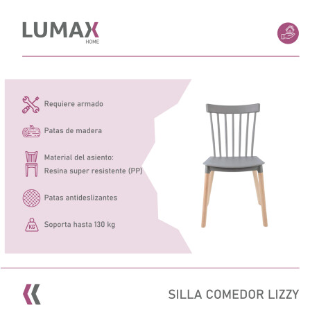 Silla Lizzy Lumax de comedor Super resistente Gris