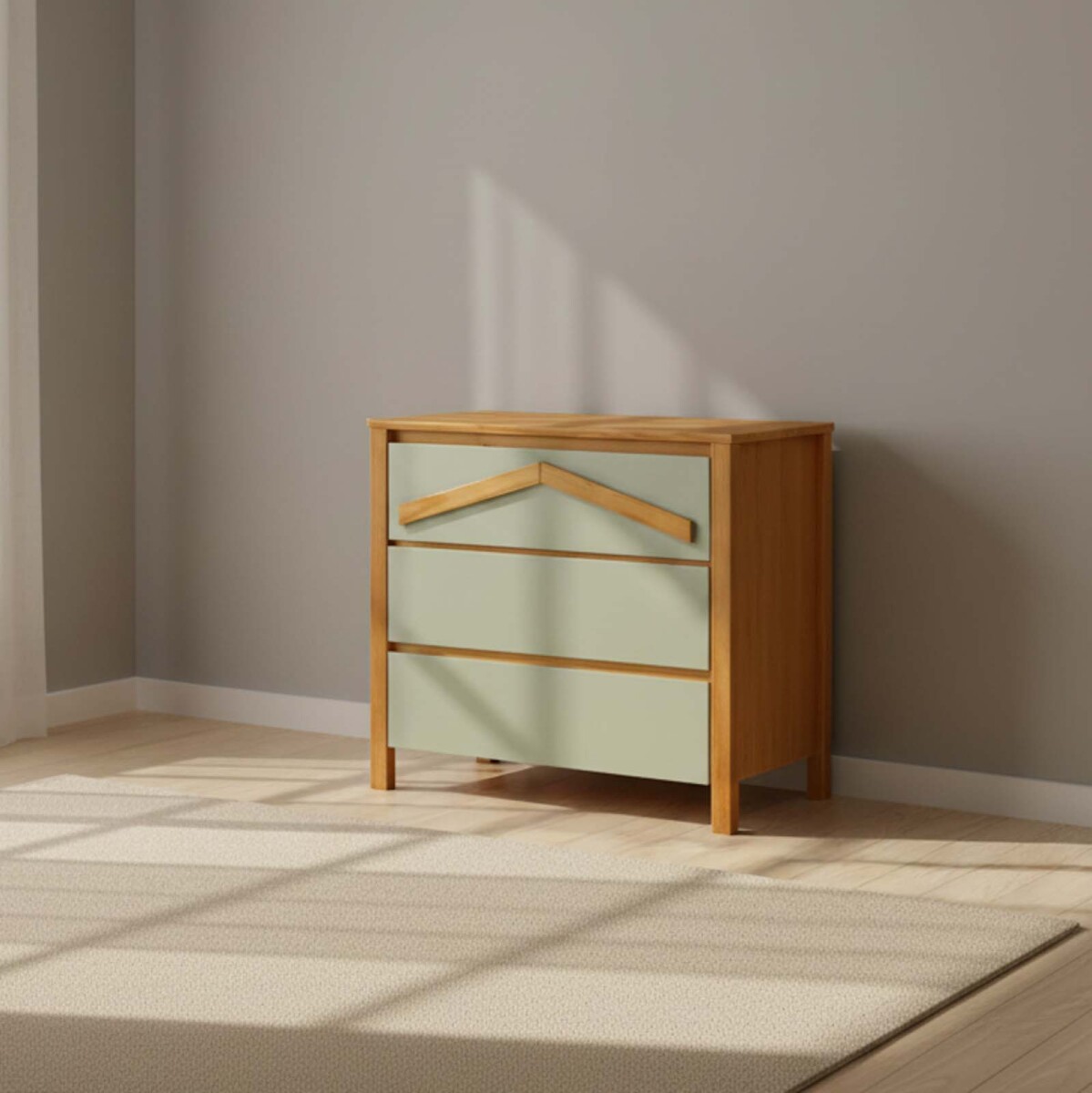 CÓMODA KIDS - MDF-Y-MADERA VERDE LYON 