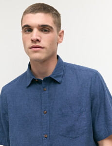 012265 CAMISA HARRINGTON LABEL Azul Piedra