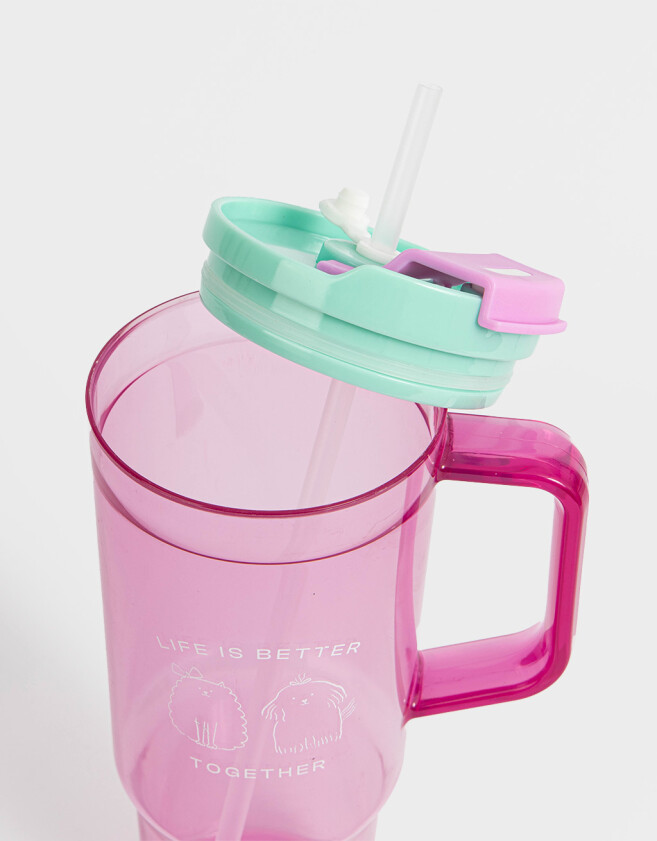 Accesorios Cocina Perrito Vaso Alto De Plástico Estampado. - Violeta Lila