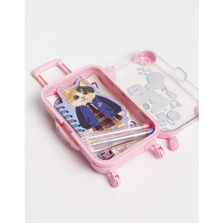 Set De Librería En Mini Valijita Rosa Claro