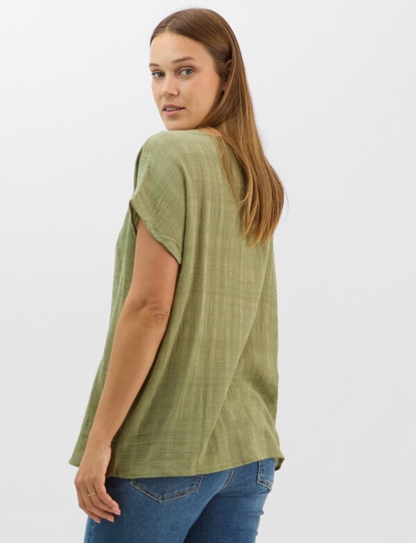 Blusa Fluida De Algodón Texturizado OLIVA