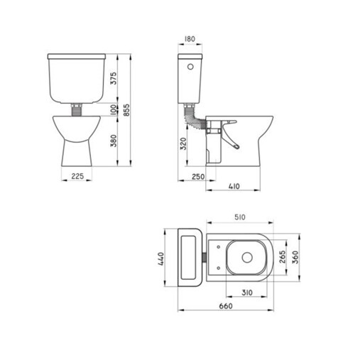 Cisterna Mochila De Colgar Para Inodoro Corto Bari Ferrum Descarga Simple 000