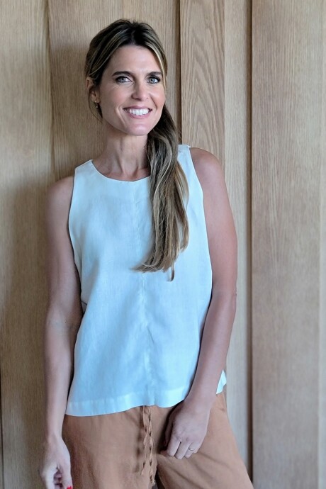 Musculosa Girasol Puro lino Blanco