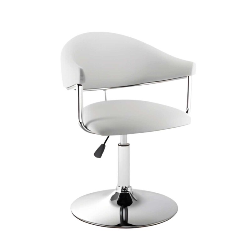 Silla Taburete Butaca con Respaldo en Cuero Lumax Modelo Chuck Blanco