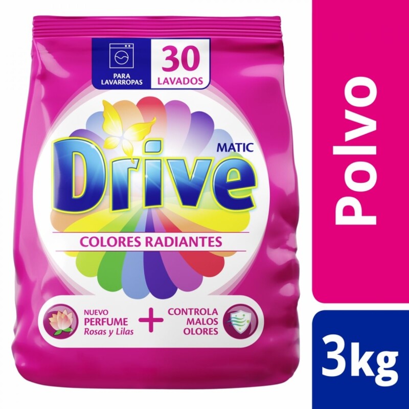 Jabón en Polvo Drive Matic Colores Radiantes 3 KG