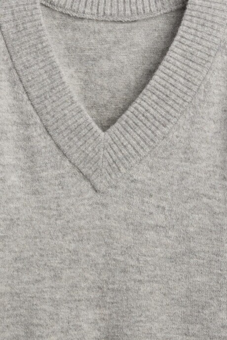 Buzo Cuello V Mujer Bc15 Lt Grey Heather