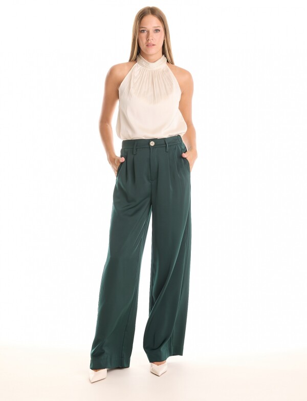 Pantalon Saten Wide VERDE