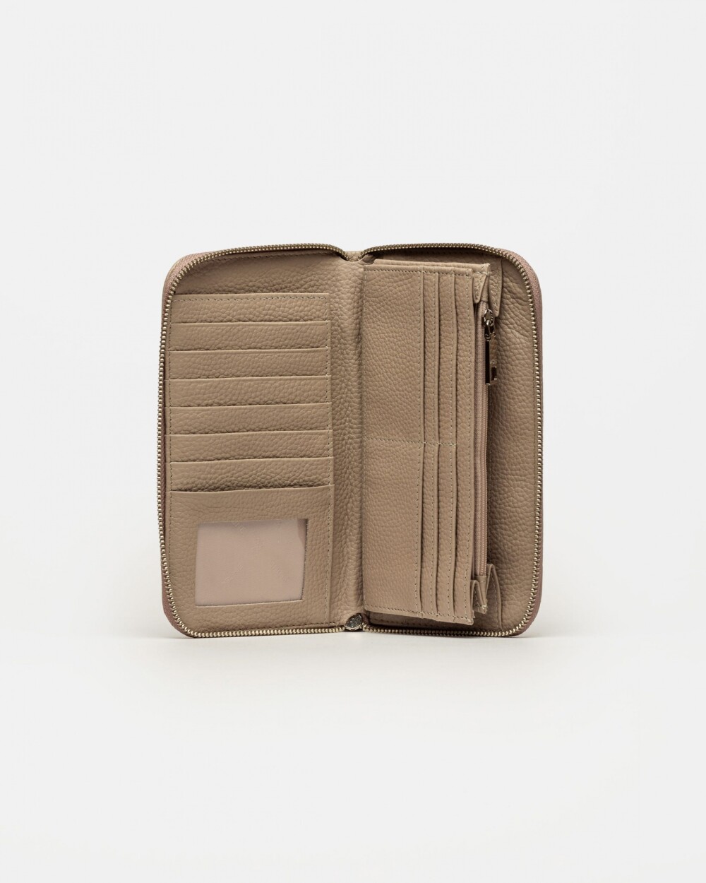 Billetera Mia en cuero graneado Taupe