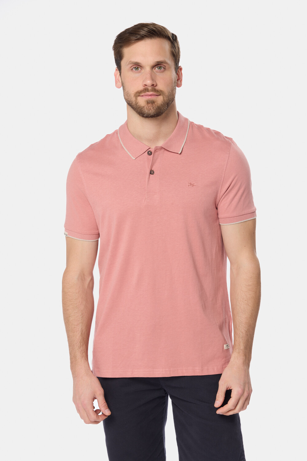 REMERA POLO JERSEY RAYADA Coral