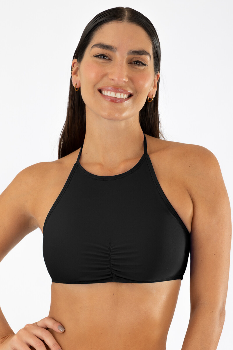 Top halter liso Negro