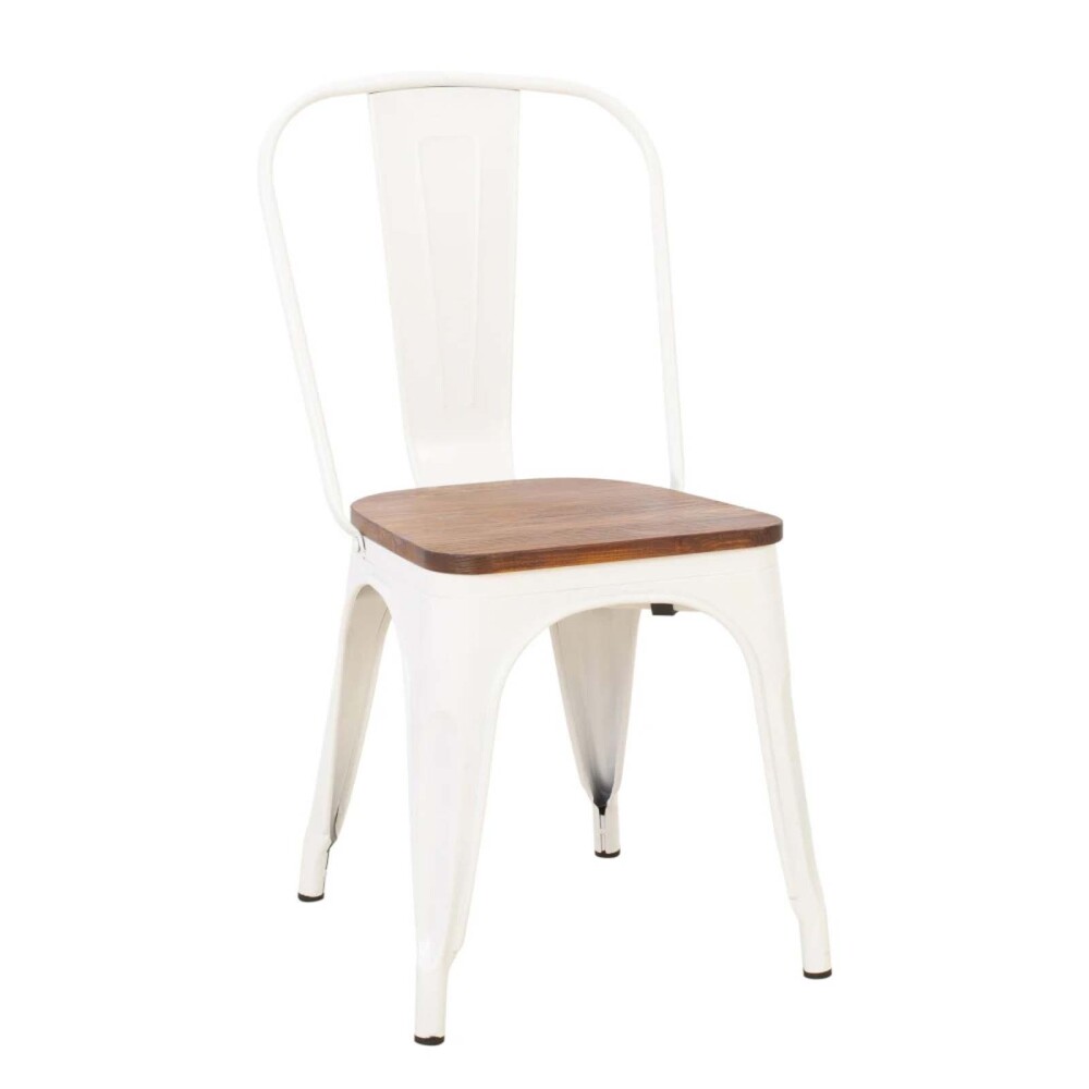 SILLA DE COMEDOR CY-2000W2 METAL BLANCO ESTILO TOLIX