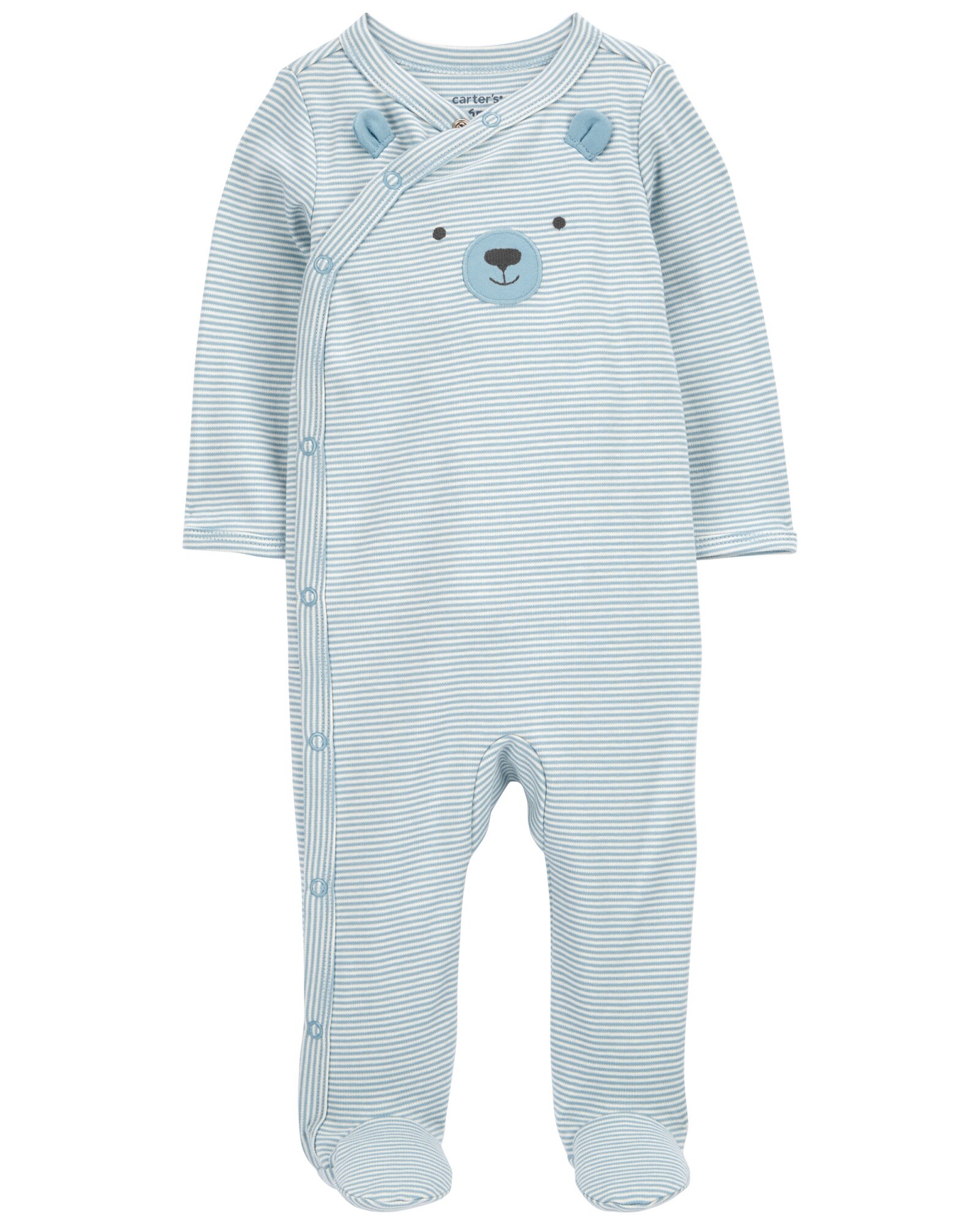 Pijama uno pieza de algodón, con pie, diseño osito Sin color