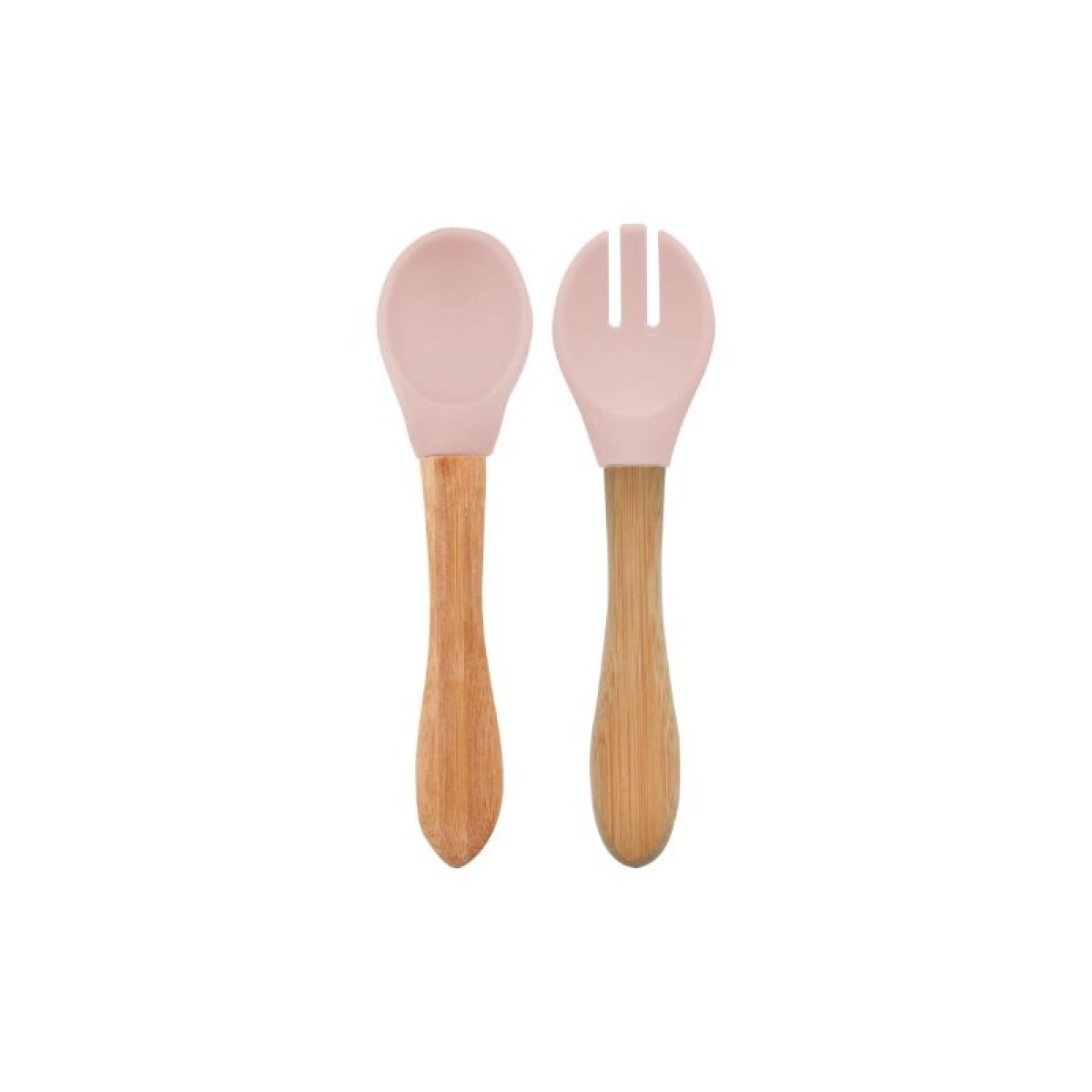 Cubiertos bambu silicona MinikOiOi - rosado 
