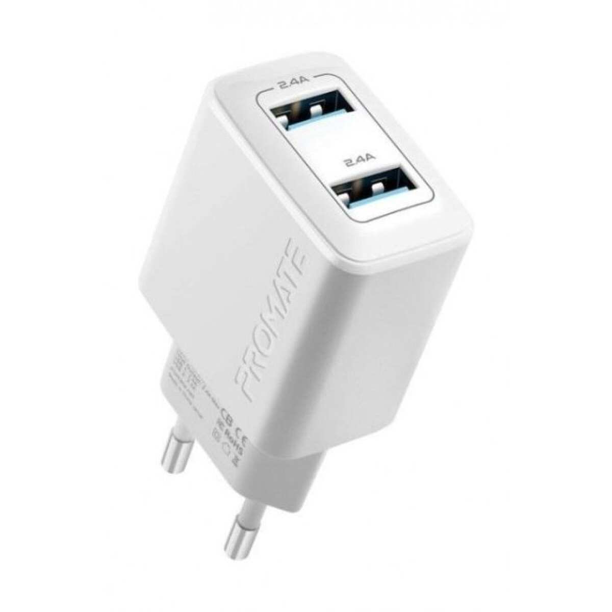 PROMATE BIPLUG-2.EU-WT CARGADOR DE PARED 17W 2 USB BLANCO - Promate Biplug-2.eu-wt Cargador De Pared 17w 2 Usb Blanco 