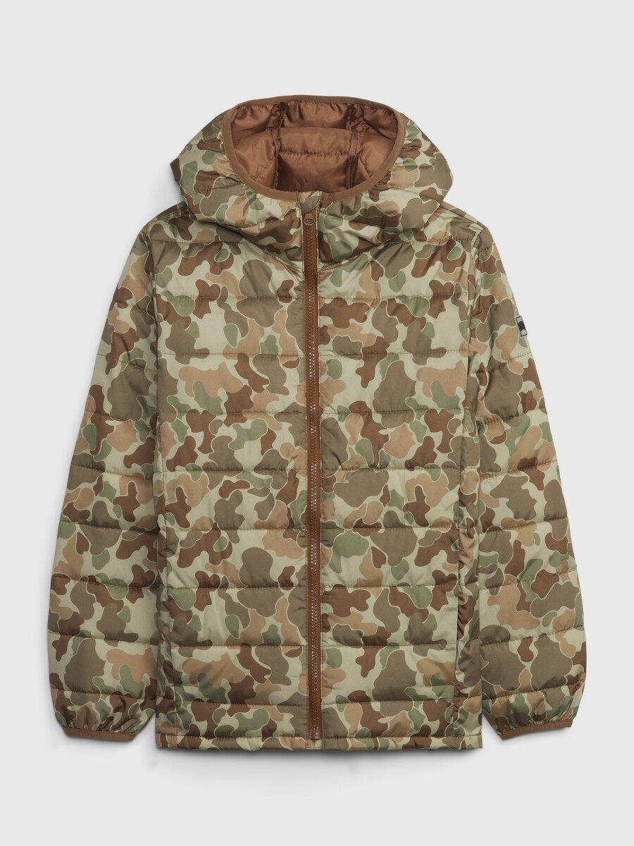 Campera Puffer Liviana Niño - Green Camo 