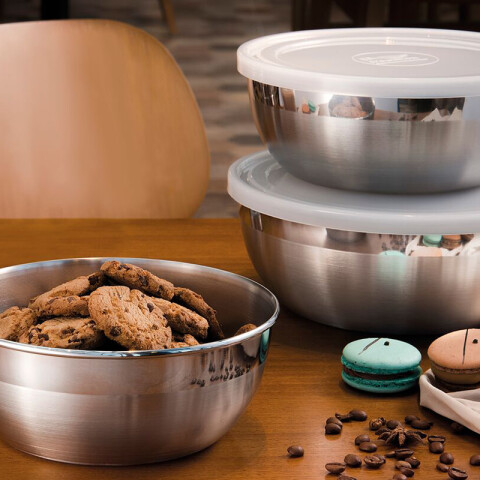 Bowl inox. redondo con tapa "FREEZINOX" 1.6 Lts. -TRAMONTINA TF0271