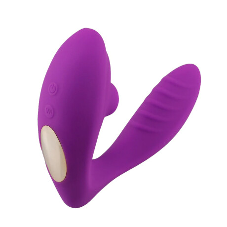 Strap On Vibrador Con Succionador Recargable USB Violeta