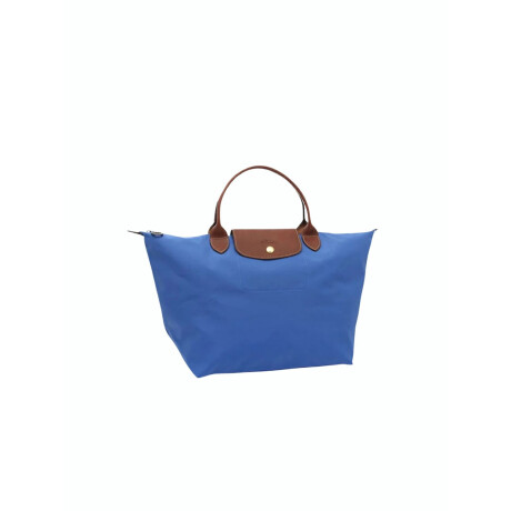 Longchamp -Cartera Longchamp plegable de nylon con cierre y asa corta, Le pliage M Azul