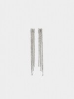 Pendientes Maxi Largos De Cadenas Y Cristales plateado