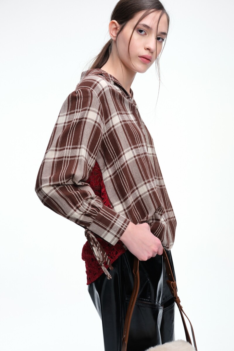 Camisa espalda encaje Marron