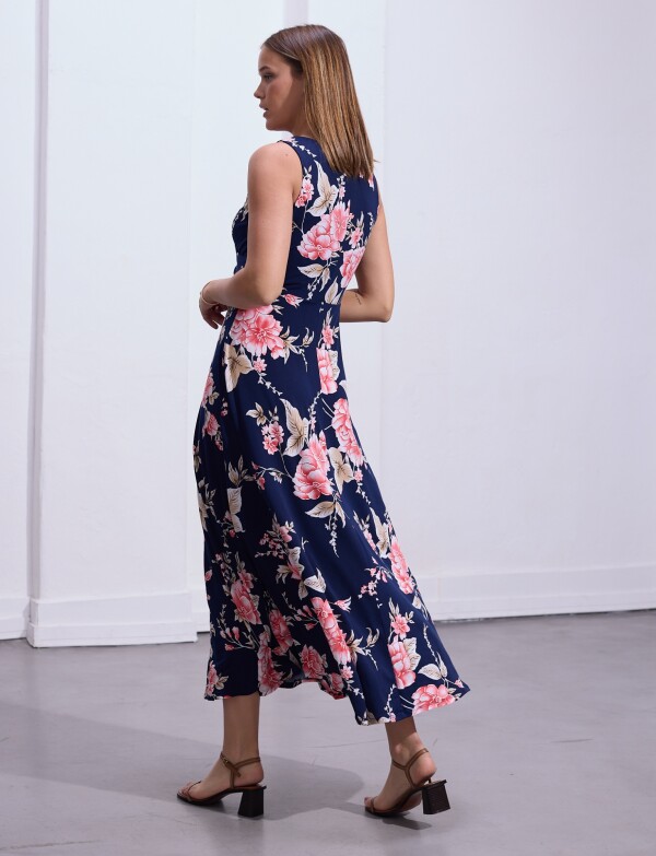 Vestido Maxi Keyhole Metal AZUL/MULTI
