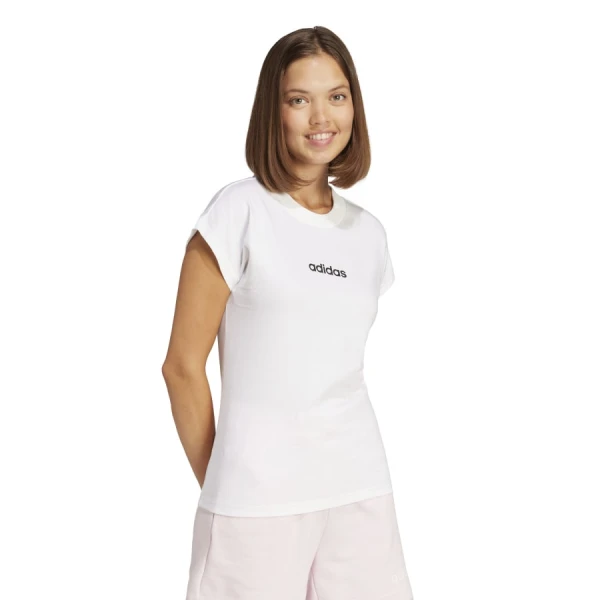 Remera Adidas Essentials Linear de Mujer - JC8239 Blanco-negro