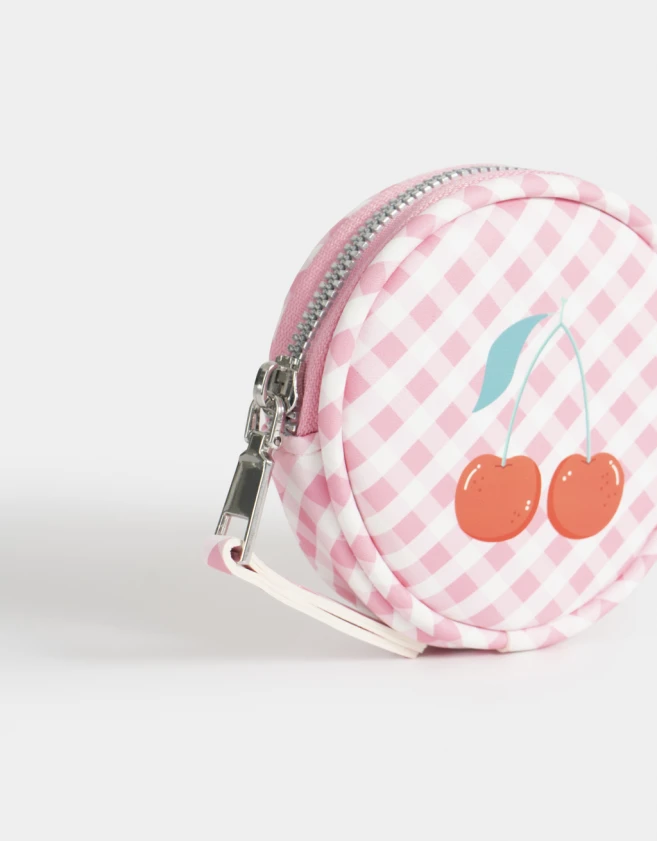 Monederos Estampados Monedero De Cuerina "cherry" - Rosa Viejo
