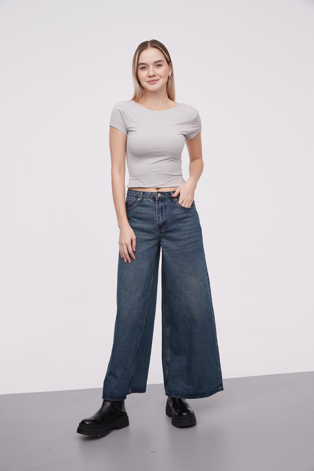 Pantalon Maca Azul Grisaceo