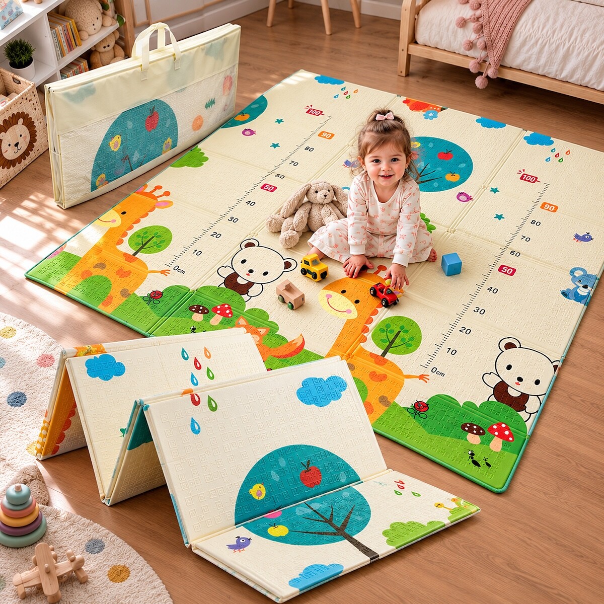 Alfombra Plegable Para Bebes Niños Reversible Antigolpes IMBACK Color Beige 