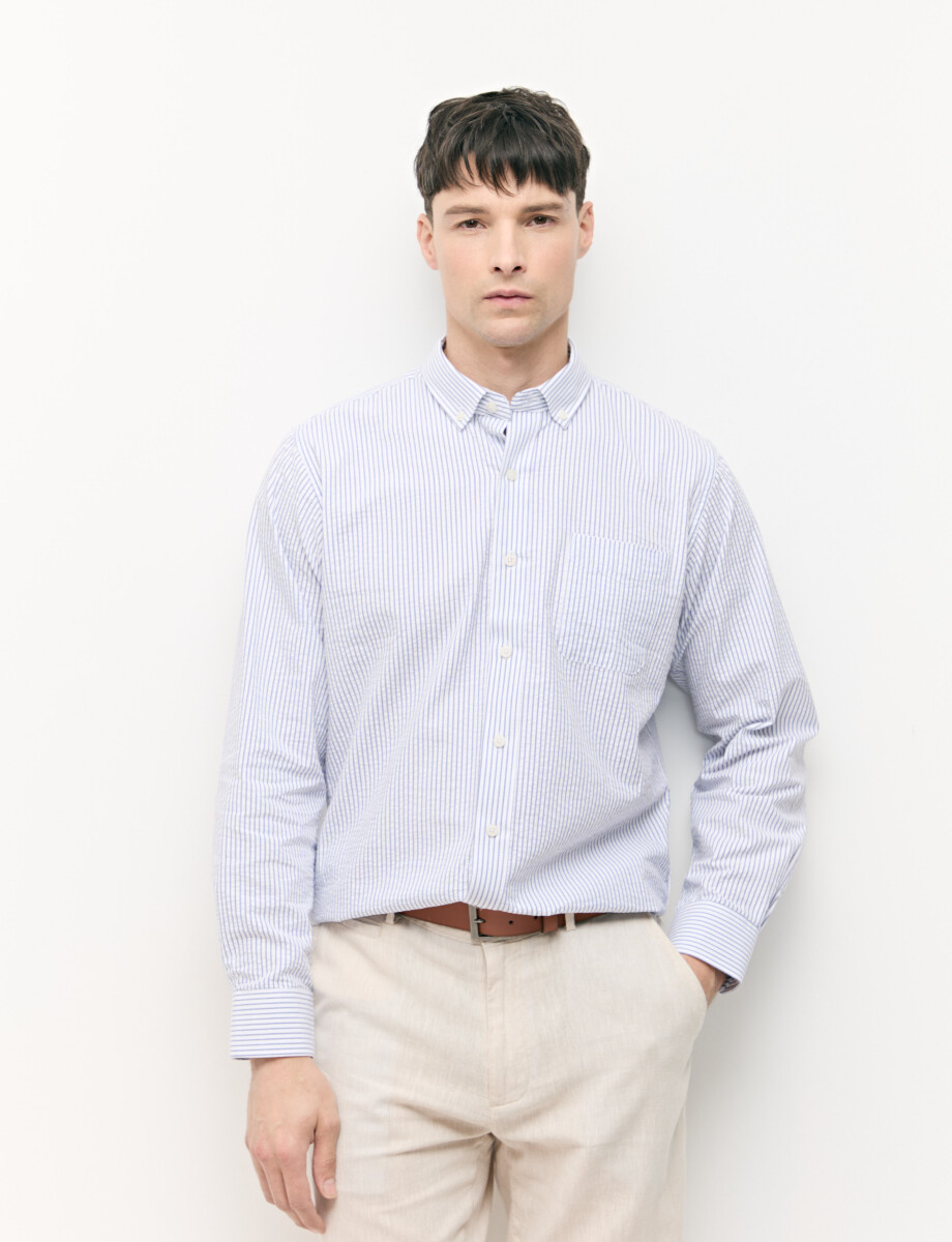 012733 CAMISA CLOQUE WILL Gris/blanco