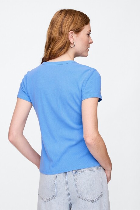 Remera Rib Cuello Redondo Mujer Union Blue